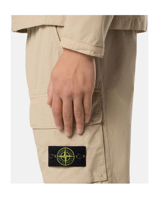 Stone Island Natural Regular-Fit Cargo Trousers With Snap And Zip Pockets for men
