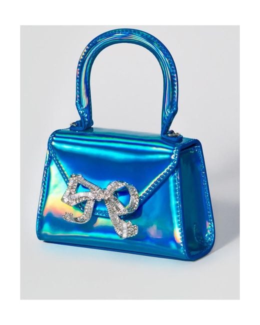 Self-Portrait Blue Metal Bow Shoulder Bag