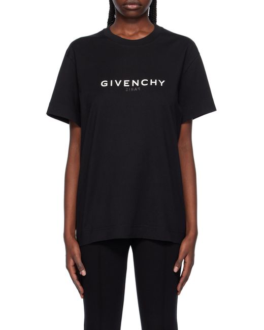 Givenchy Black 4G Emblem Printed Crewneck T-Shirt