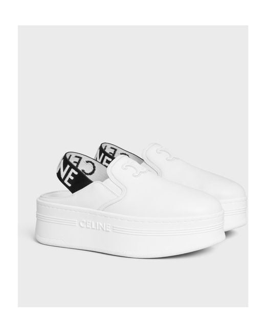 Céline White Block Wedge Mule