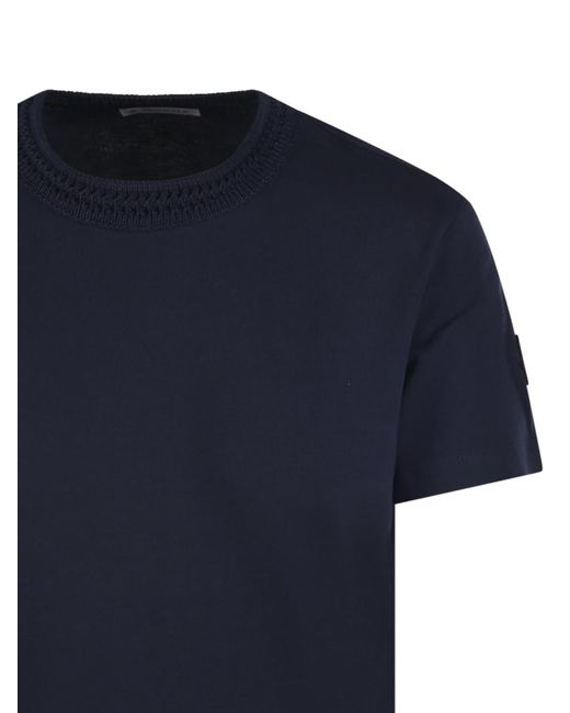 Moncler Blue Textured Neck T-Shirt