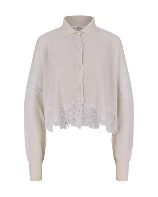 Ermanno Scervino White Batwing Sleeve Cashmere Knit Sweater