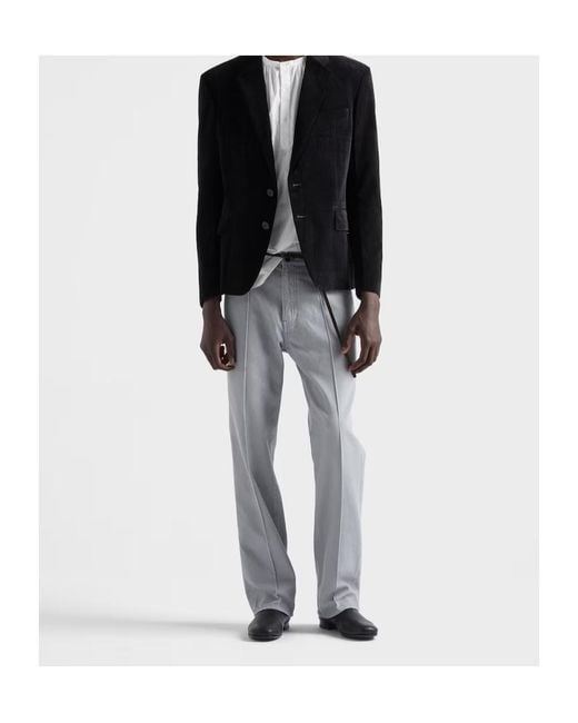 Prada Gray Logo Patch Straight-Leg Jeans for men