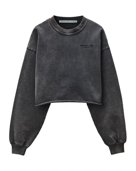 Alexander Wang Black Cropped Crewneck Sweatshirt