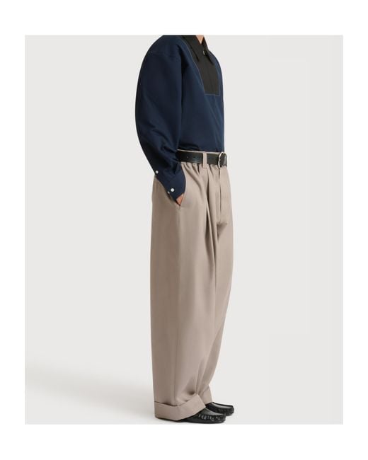Marni Gray Canvas Pants With Pleats for men