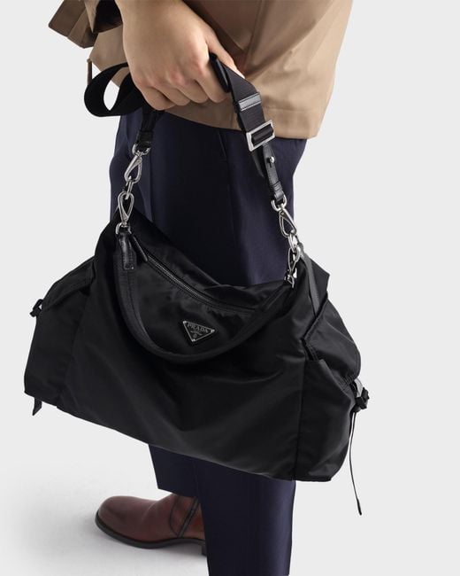 Prada Black Explore Re-Nylon And Leather Bag for men