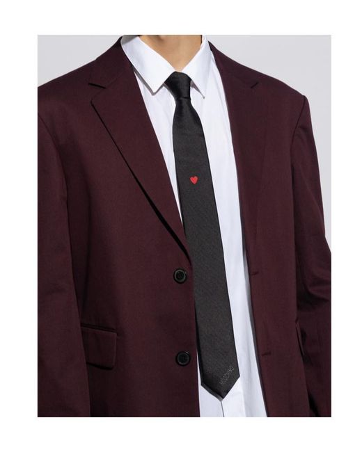 Moschino Black Logo Embroidered Pointed Tip Tie for men