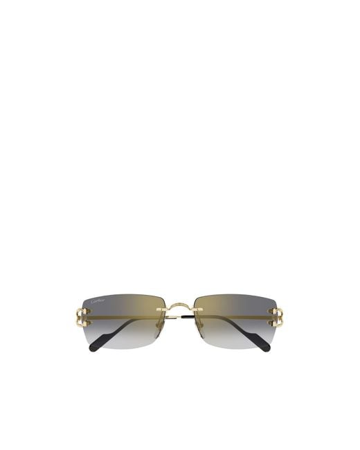 Cartier Metallic Rectangle-Rimless Sunglasses for men