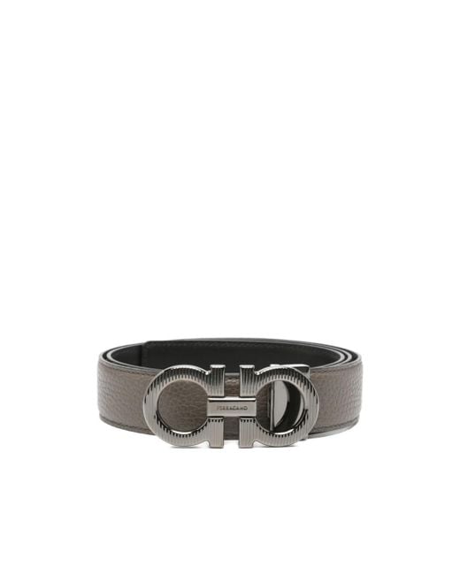 Ferragamo White Ferragamo Buckle Fastened Reversiable Belt for men