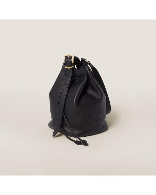Miu Miu Black Leather Bucket Bag