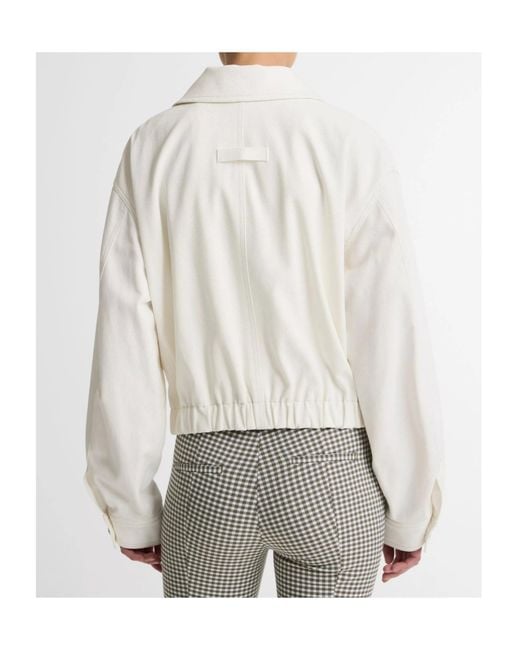 Vince White Cotton Bomber Jacket
