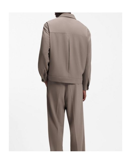 Boss Brown Flap-Pocket Button-Up Jacket for men