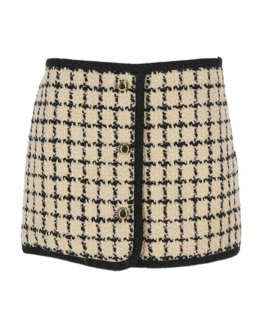 Miu Miu Metallic Check Patterned Mini Skirt