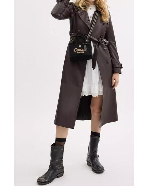 COACH Black Cargo Logo Flocked Tote Bag