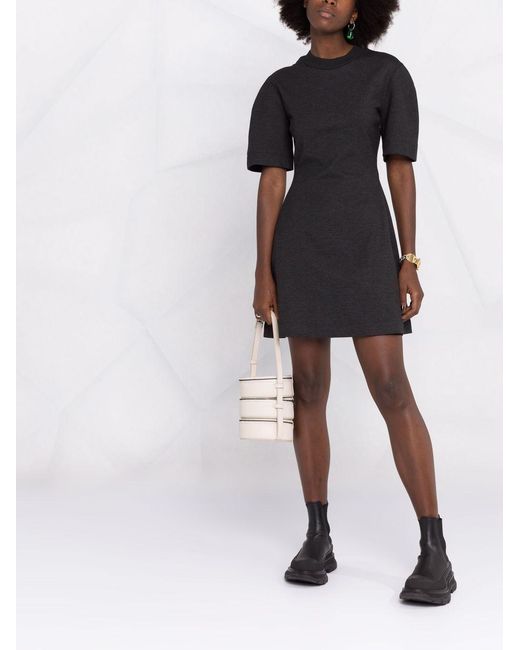 McQueen Black Rear Logo-Print Mini Dress