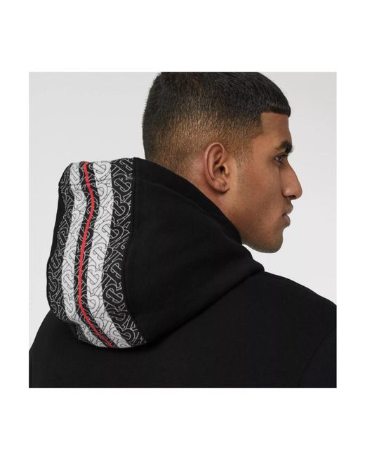 Burberry Black Monogram Stripe Panel Hoodie for men