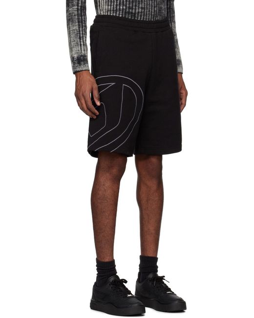 DIESEL Black P-Crow Megoval Maxi D Logo Sweat Shorts for men