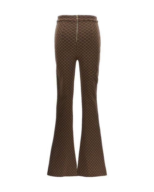 Balmain Brown Mini Monogram Knit Trousers