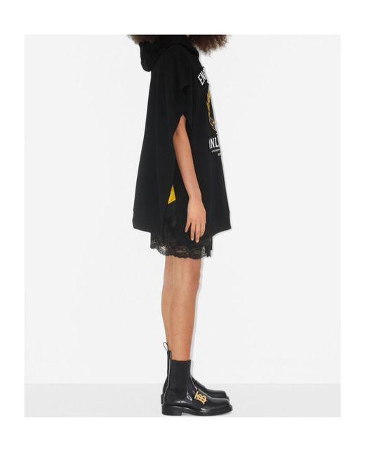 Burberry Black Graphic-Print Hooded Poncho for men