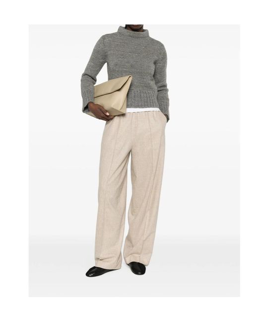 Fabiana Filippi White Pleated Wide-Leg Casual Trousers