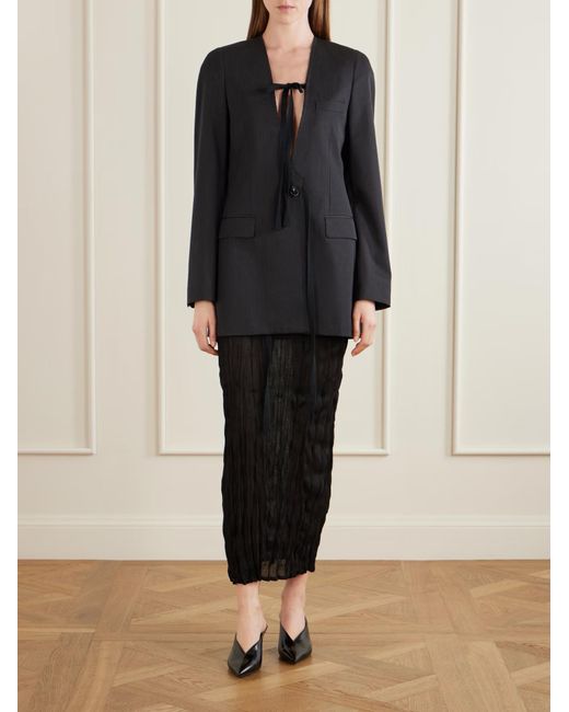 Maison Margiela Blue Tie-Detailed Wool Blazer