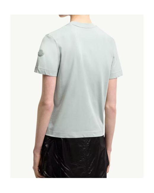 Moncler Blue Cotton Jersey T-Shirt With Pleated Pocket