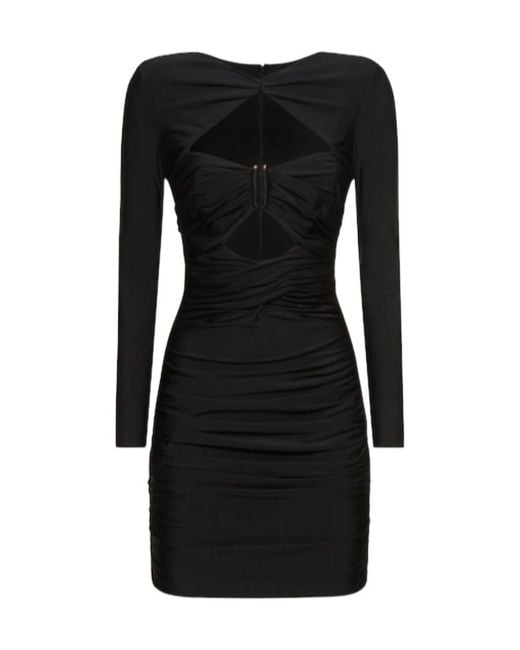 Self-Portrait Black Stretch Jersey Mini Hollow Dress