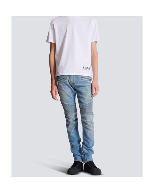 Balmain Blue Slim-Fit Biker Jeans for men