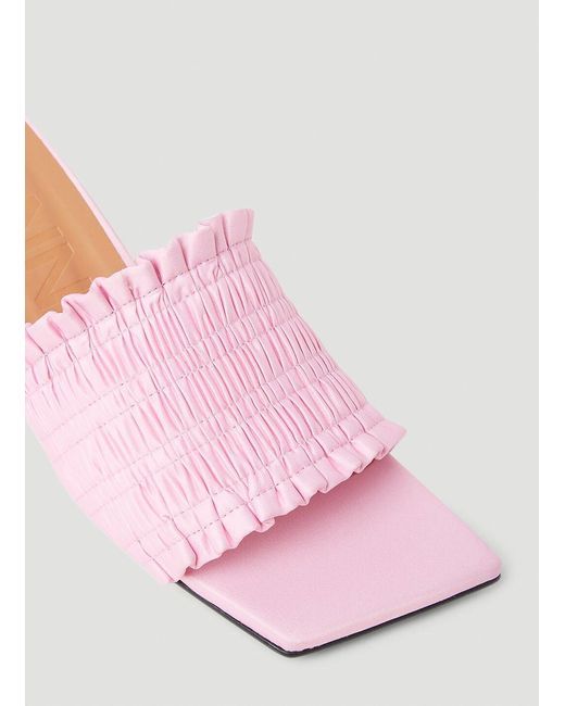 Ganni Pink Smock Kitten Heel Mules