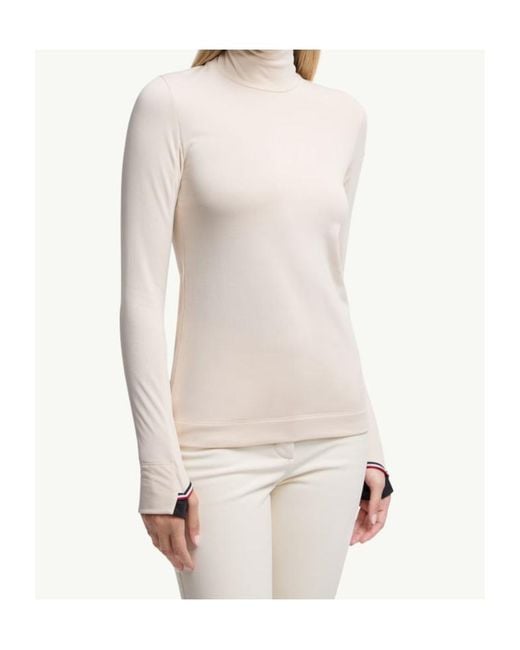 Moncler Natural Grenoble Logo Patch Turtleneck Top