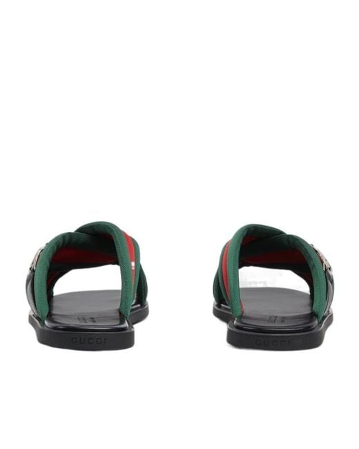 Gucci Green Interlocking G Web Sandals for men