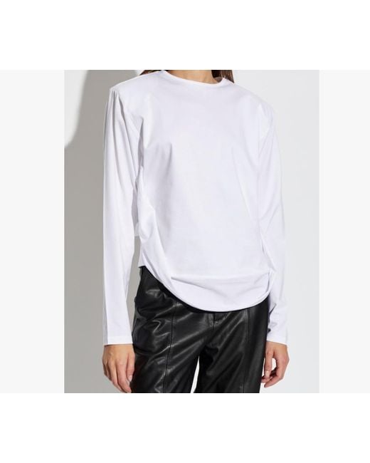 IRO White Arum Ruffled Long-Sleeve T-Shirt