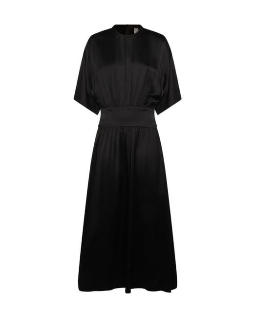 Totême Black Totême Crewneck Satin Dress