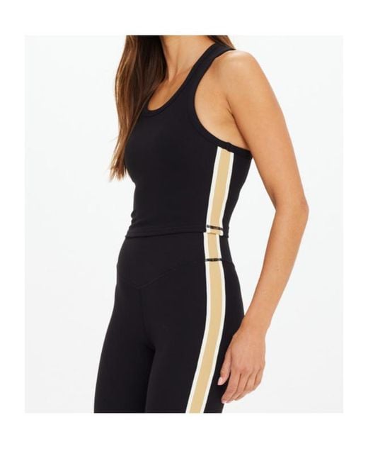 The Upside Black Arcadia Striped Performance Top