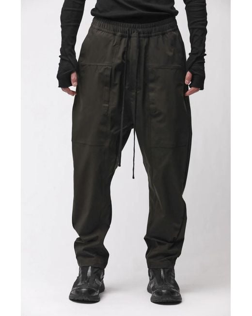 Thom Krom Black Woven Low Crotch Trousers for men
