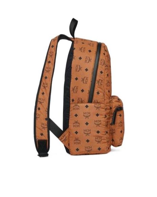 MCM Brown Logo Printed Backpack for men