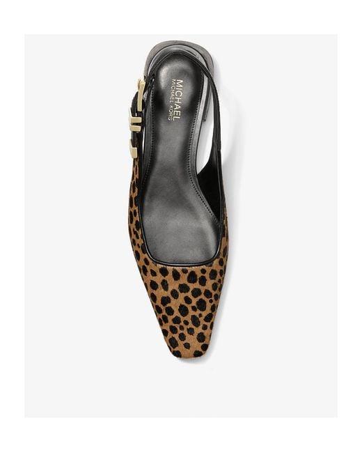 MICHAEL Michael Kors Brown Darrington Leopard Printed Slingback Flat Shoes