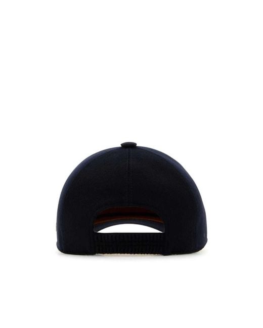 Zegna Blue Logo Detailed Baseball Cap for men