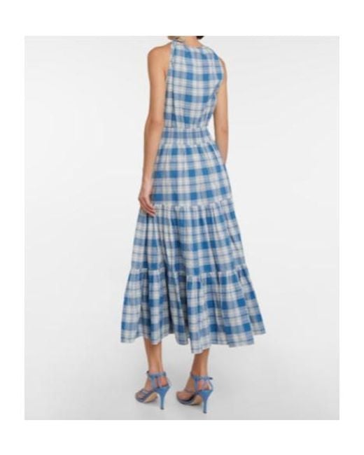 Polo Ralph Lauren Blue Checked Cotton Maxi Dress
