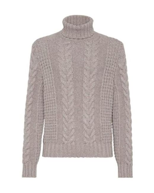 Brunello Cucinelli Gray Turtleneck Sweater for men