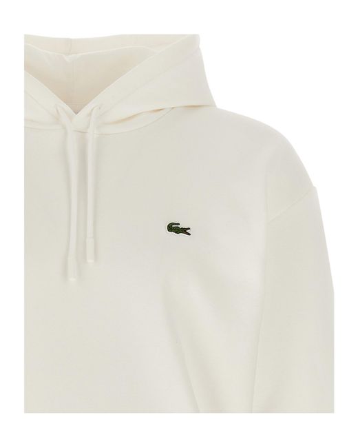 Lacoste White Drawstring Hoodie for men