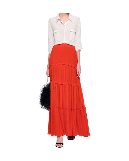 Tory Burch Red Ruffled Skirt