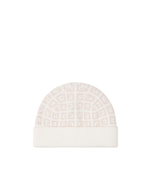 Givenchy White All-Over Logo Embroidered Knitted Beanie