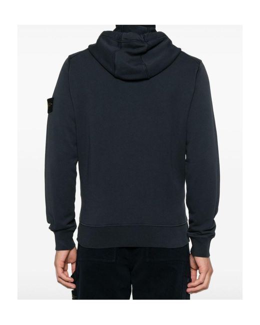 Stone Island Blue Logo Patch Zip-Up Hooded Jacket for men
