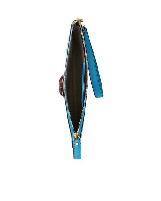 Versace Blue Rivière Zipped Pouch