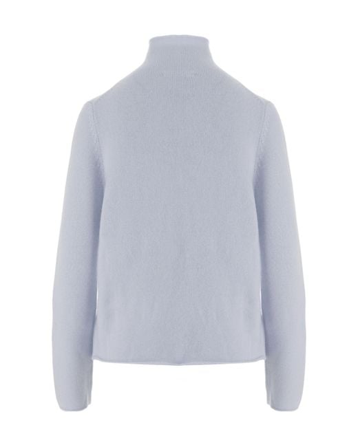 Allude Blue Cashmere Turtleneck Knitted Sweater