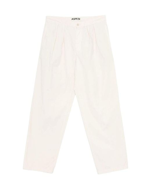 Aspesi White Pleated Track Pants for men