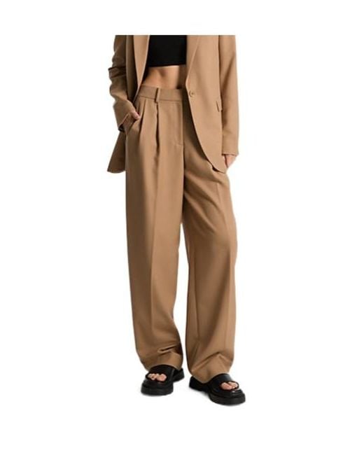 MICHAEL Michael Kors Brown Pleated Wide-Leg Pants