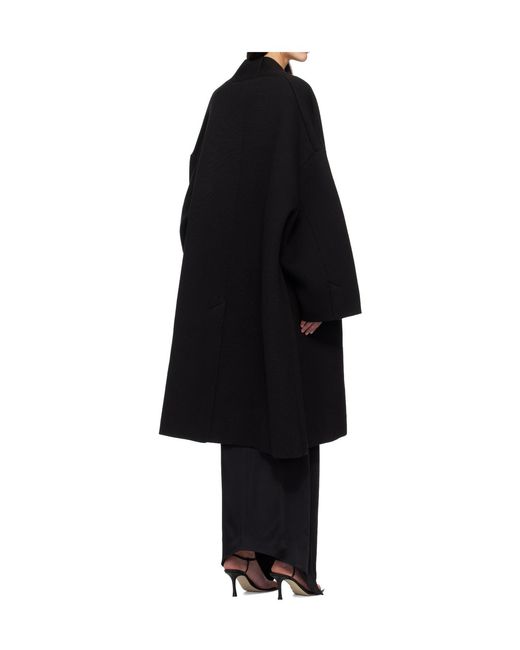 Tom Ford Black Sculptural Interlock Wool Blend Long-Sleeved Coat