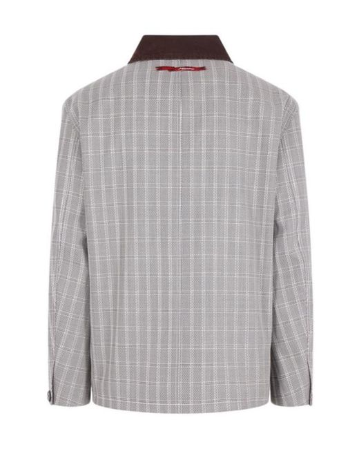 Marni Gray Checked Button-Up Jacket for men